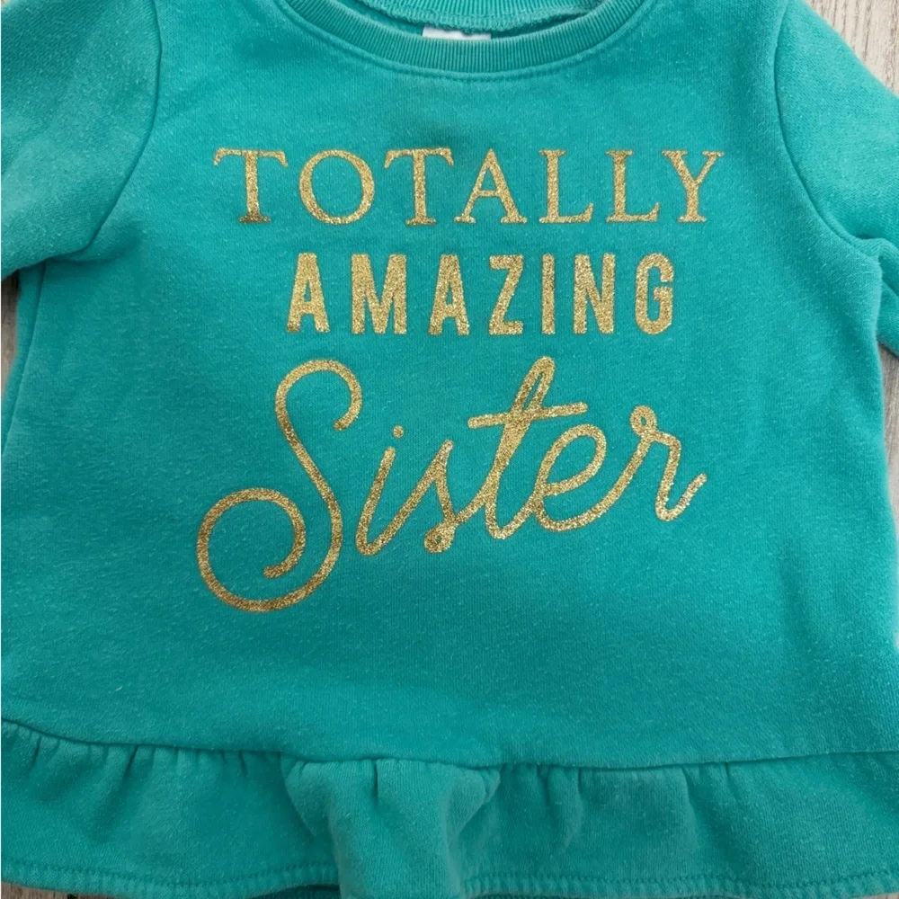 Teal Kids sweat Shirt - Totally Amazing Sister